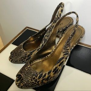 Anne Klein Animal Print Peep Toe Slingbacks 8 M